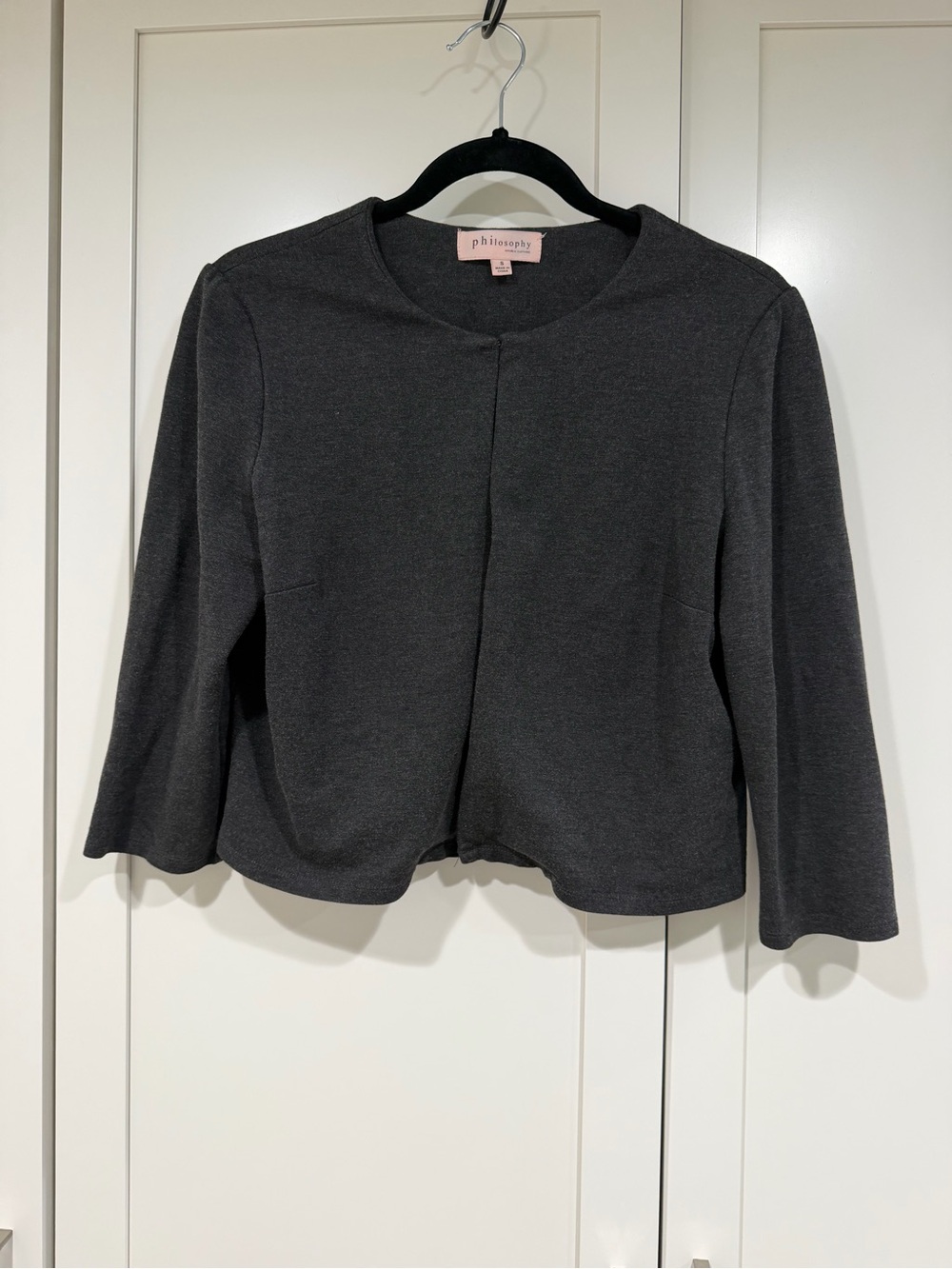 Philosophy Charcoal Open-Front Cropped Blazer